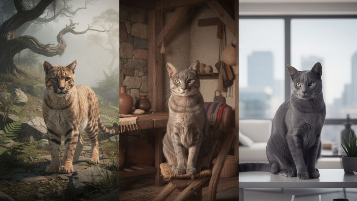 Découvrez l'évolution fascinante du chat à travers les âges, de ses origines sauvages à sa place actuelle aux côtés des humains.